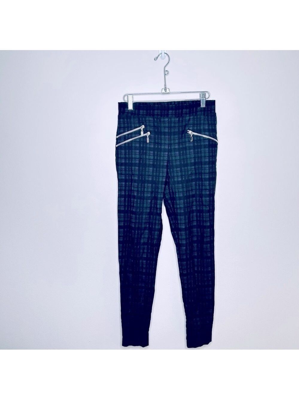 Joseph Ribkoff Purple Black Plaid Skinny Trousers Size 8